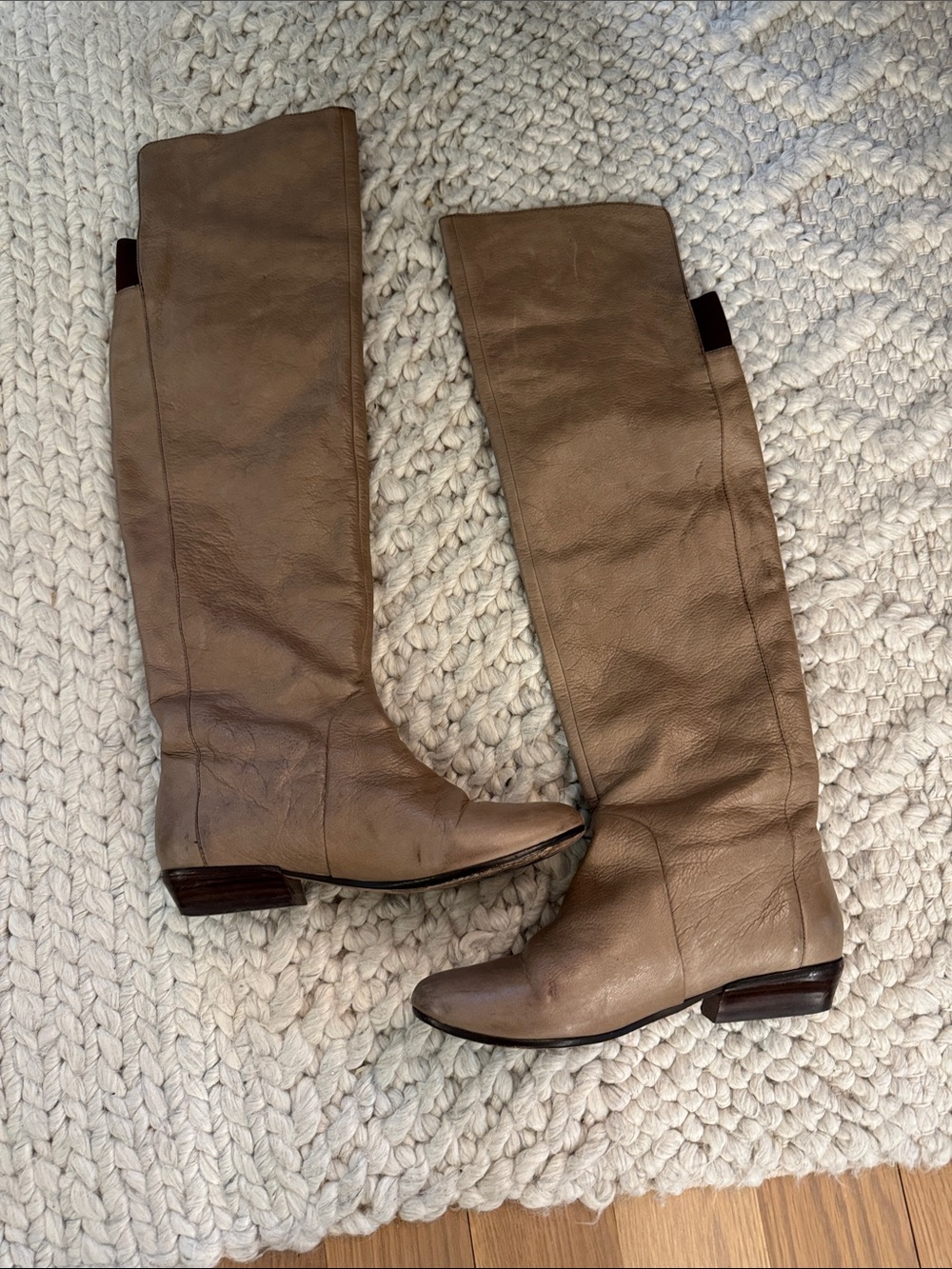 Dolce Vita Taupe Over-the-Knee Leather Boots